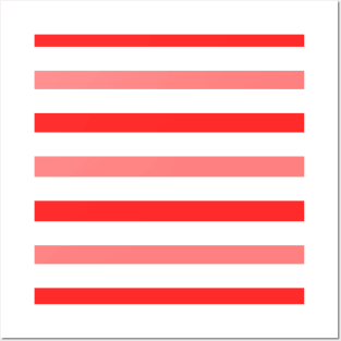 Dark light red white stripes lines pattern Posters and Art